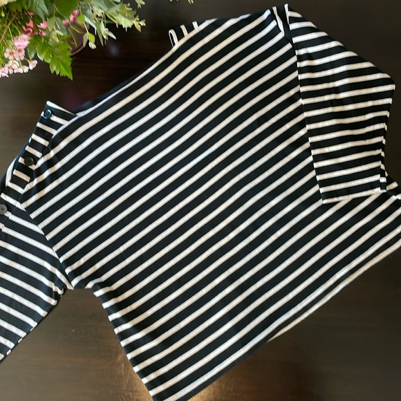 Zara Striped Boatneck Button Arm Top - Picture 2 of 9